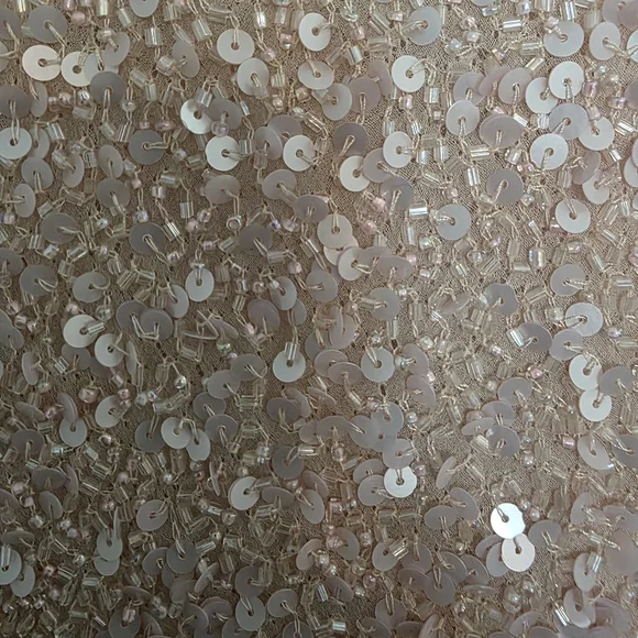 Papell Boutique Evening Pink Sequined Silk Beaded Short Sleeve Top Blouse - XL - Picture 3 of 5